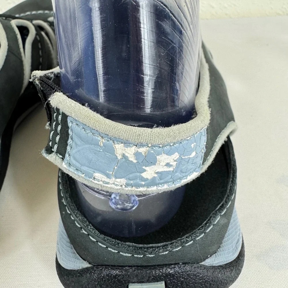 Clarks Springers Mens Gray Nubuck Leather Fisherman Sandals Size 11 Blue Trim‎